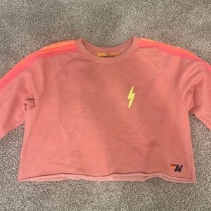 Aviator Nation Women’s size XL oversized cropped sweatshirt in pink